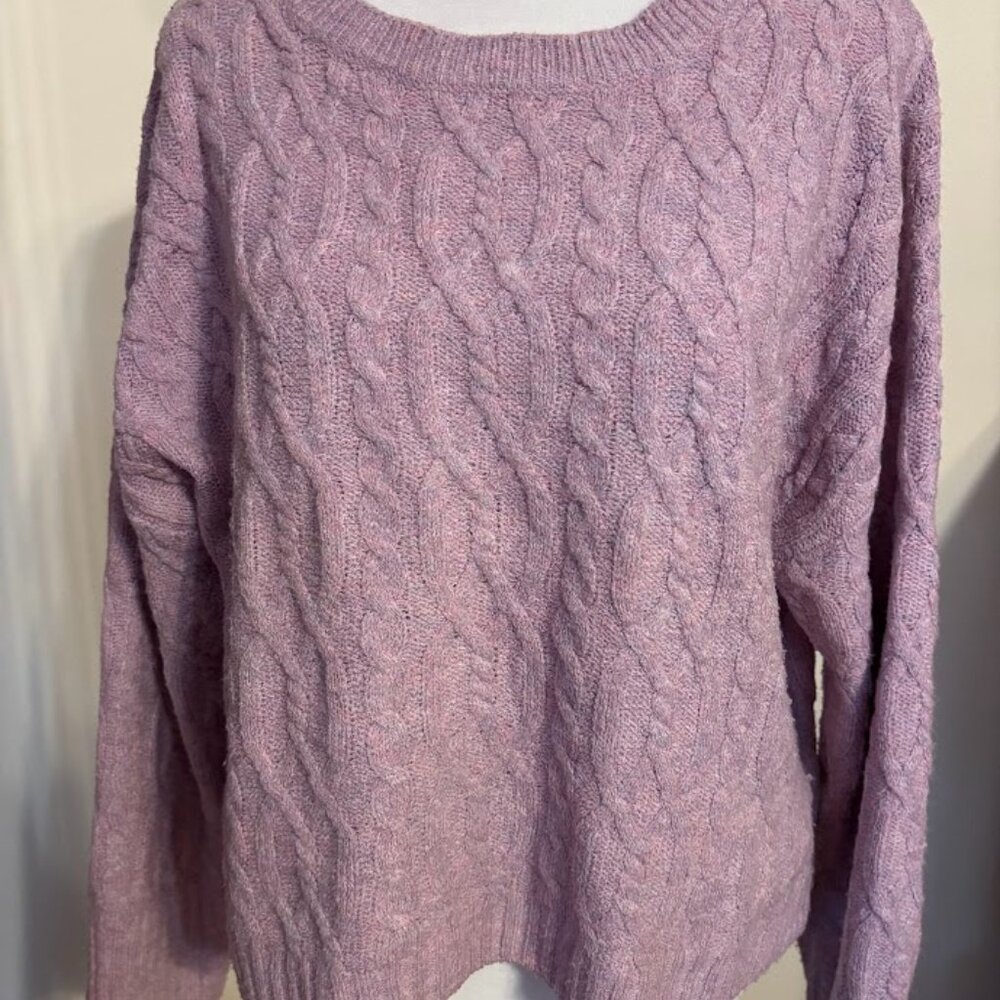 WILD FABLE Pink Lavender Purple Cropped Cable Knit Sweater - Large